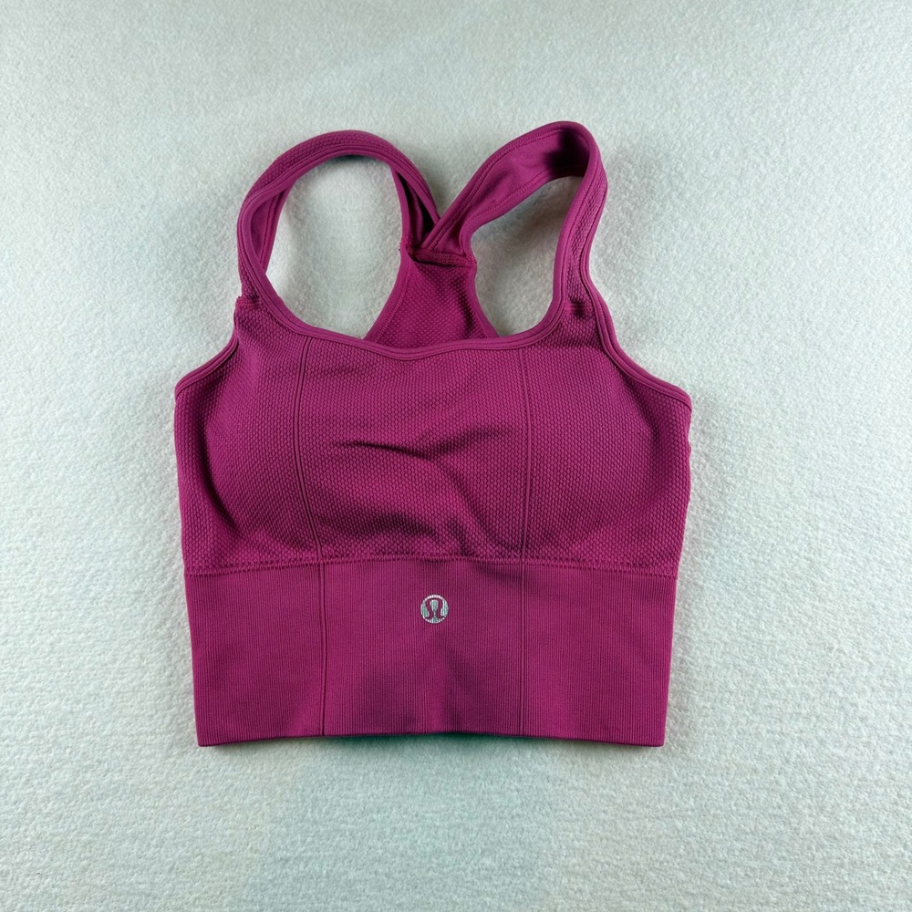 One Chic Womens Magenta Pink Textured Racerback Sports Bra Crop Top L/XL